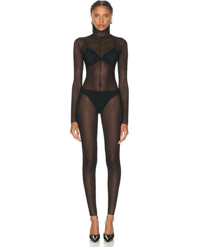 Norma Kamali Long Sleeve Slim Fit Turtleneck Catsuit - Black