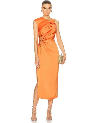 Ila Grace Side Cut Out Midi Dress - Orange