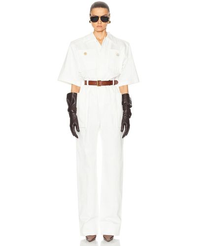Saint Laurent Short Sleeve Jumpsuit - White