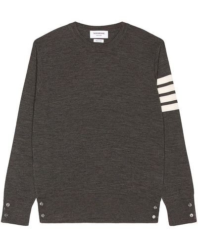 Thom Browne Sustainable Merino Classic Crew Sweater - Gray