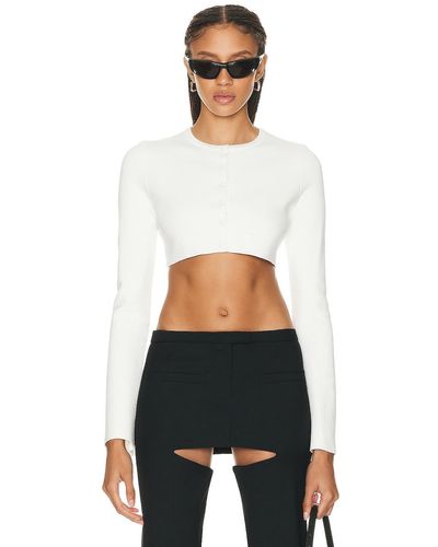 Courreges Milano Knit Cropped Cardigan - White