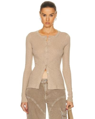 Enza Costa Cashmere Long Sleeve Cardigan - Natural