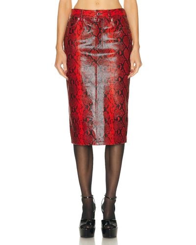 Alexander Wang Leather Pencil Skirt - Red
