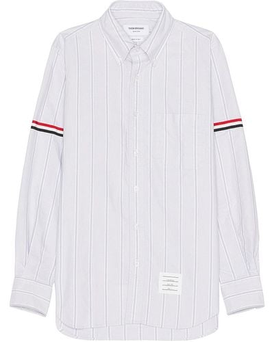 Thom Browne Straight Fit Long Sleeve Shirt - White
