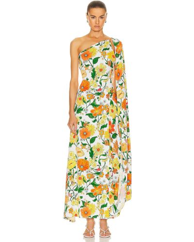Stella McCartney Garden Print One Shoulder Cape Dress - Metallic