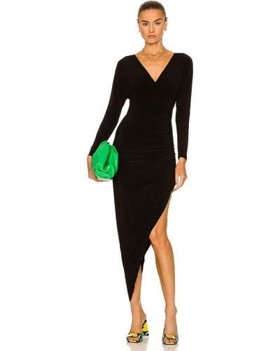 Norma Kamali Dolman Wrap Side Drape Gown - Black