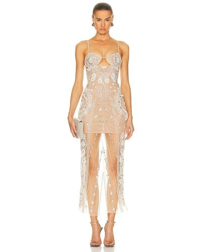 PATBO Hand Embellished Sheer Gown - White