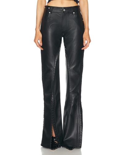Y. Project Hook And Eye Slim Leather Pant - Blue