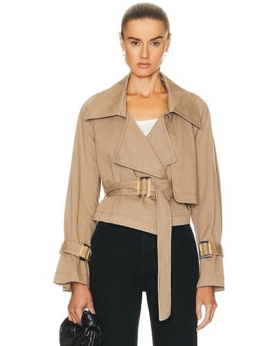 Nour Hammour Hatti Cropped Canvas Trench Jacket - Natural