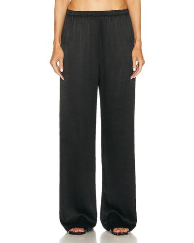 Enza Costa Satin Wide Leg Pant - Black