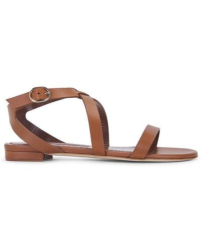 Manolo Blahnik Magalou Leather Sandal - Brown
