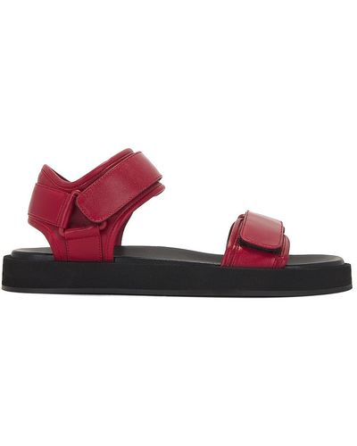 The Row Hook And Loop Flat Sandals - Red