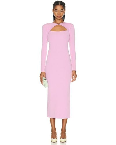 Roland Mouret Long Sleeve Knit Midi Dress - Pink