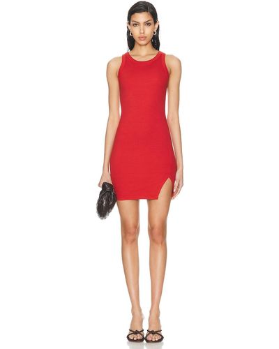 Enza Costa Slit Mini Dress - Red