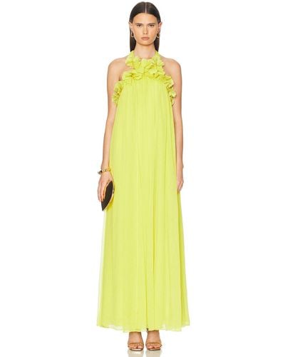 PATBO Hand-embroidered 3d Flower Gown - Yellow