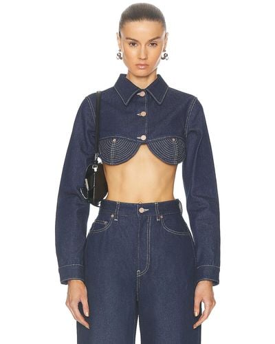 Jean Paul Gaultier Madonna Inspired Denim Crop Jacket - Blue