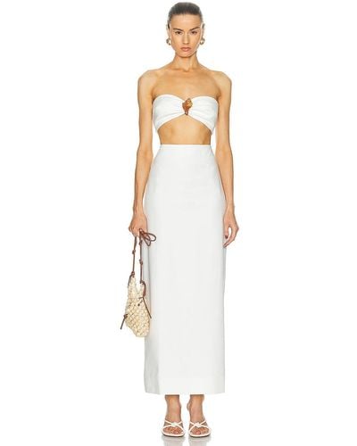 Adriana Degreas Cotton Solid Top & Skirt Set - White