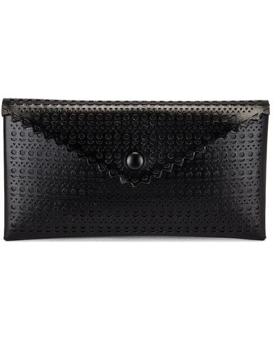 Alaïa Louise 24 Leather Perforated Clutch - Black