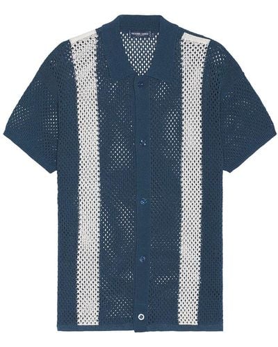 Frescobol Carioca Castillo Short Sleeve Crochet Cardigan - Blue