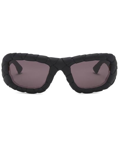 Bottega Veneta Intrecciato Wrap Sunglasses - Black