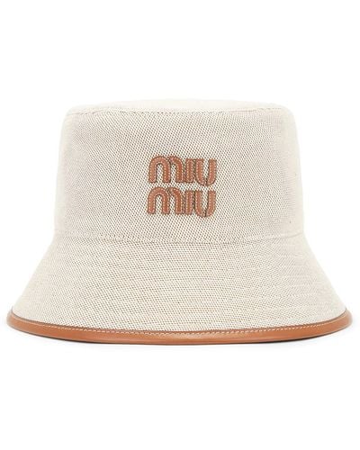 Miu Miu Logo Bucket Hat - Natural