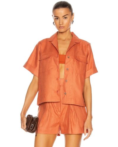 Matthew Bruch Safari Linen Camp Shirt - Orange