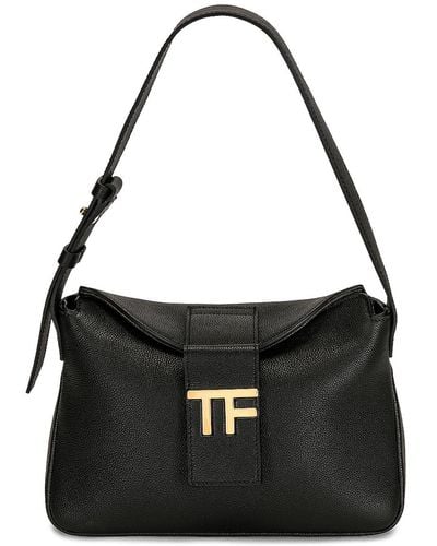 Tom Ford Tf Grain Leather Mini Hobo Bag - Black