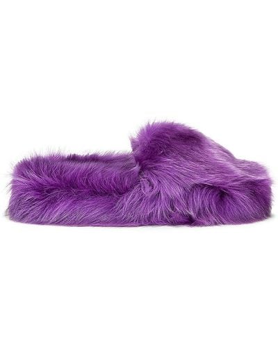 Bottega Veneta Shearling Resort Slides - Purple
