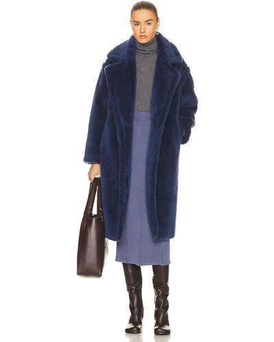 Yves Salomon X Meteo Wool Coat - Blue