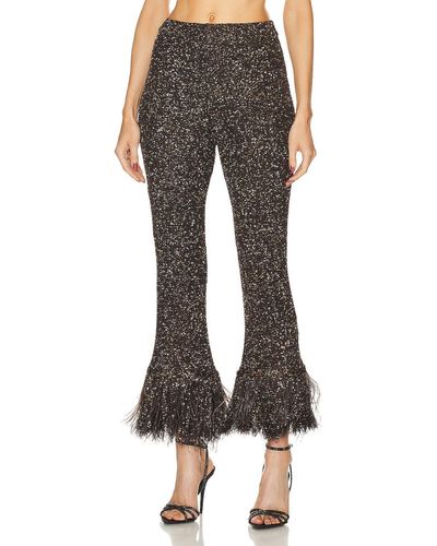 Valentino Embroidered Blend Feather Pant - Gray