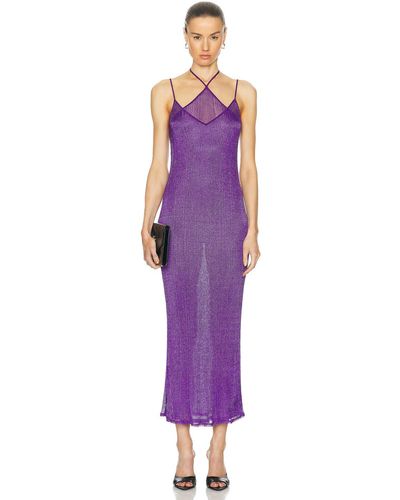 Priscavera Metallic Double Layer Dress - Purple