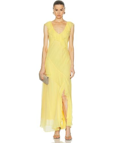 Polo Ralph Lauren Crinkle Chiffon Dress - Yellow