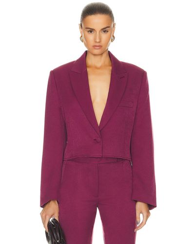 RTA Cropped Single Breasted Blazer - Purple