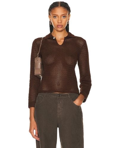 Bode Willows Pullover Sweater - Brown