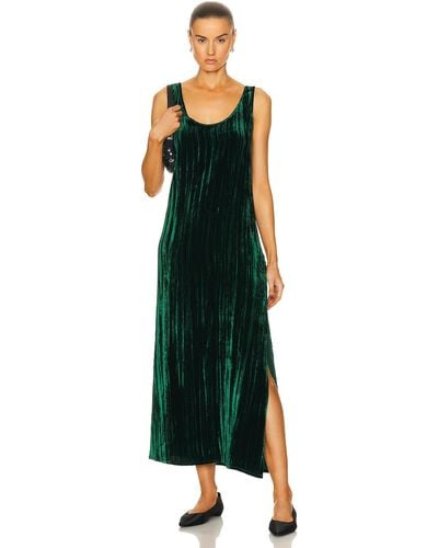 Enza Costa Silk Textured Velvet Tank Dress - Green
