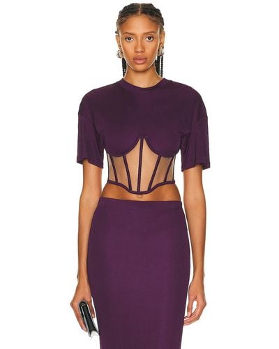 RTA Short Sleeve Corset Top - Purple