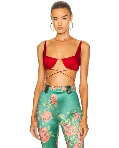 Alex Perry Pierce Sweetheart Cup Wrap Bralette - Red