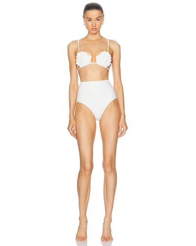 Adriana Degreas La Mer Coquillage High Waisted Bikini Set - White