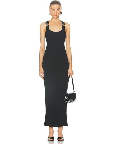 Jean Paul Gaultier Overall Buckle Ribbed Dress - Black