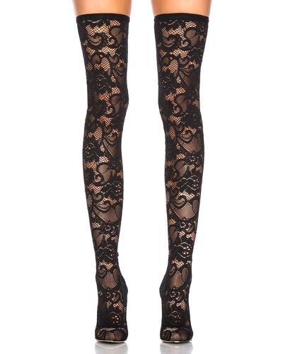 Dolce & Gabbana Lace Thigh High Boots - Black