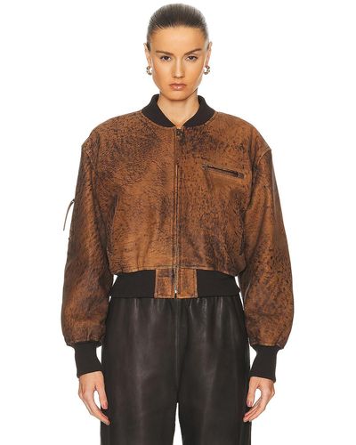 Acne Studios Crop Leather Jacket - Brown