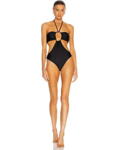 Rosetta Getty Drawstring Bandeau One Piece Swimsuit - Black