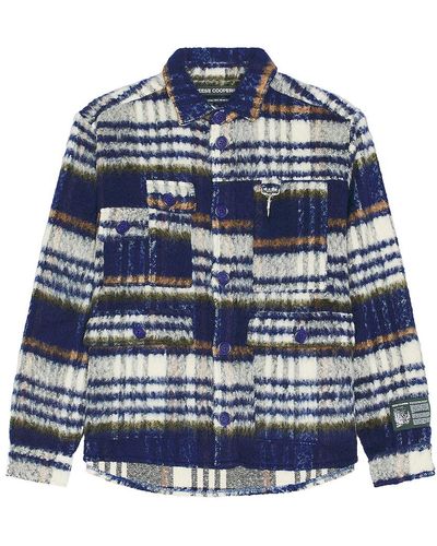 Reese Cooper Brushed Wool Flannel Shirt - Blue