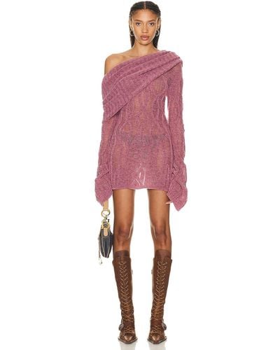 Jean Paul Gaultier X Knwls Wool-blend Knitted Mini Dress - Pink