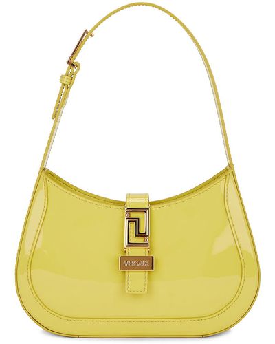 Versace Small Hobo Calf Leather Handbag - Yellow