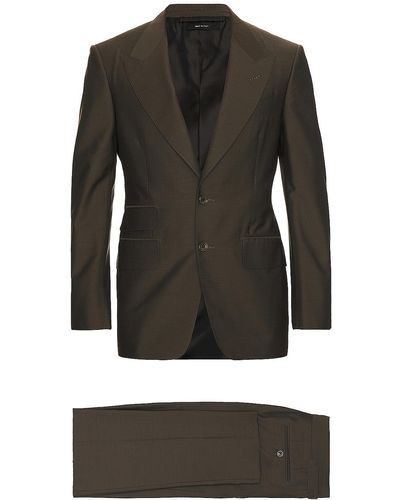 Tom Ford Yarn Dyed Mikado Shelton Suit - Black