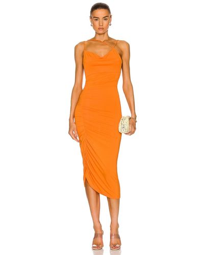 ANDAMANE Irina Draped Midi Dress - Orange