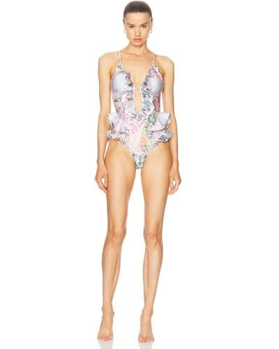 Zimmermann Halliday Waterfall Frill One Piece Swimsuit - Multicolor