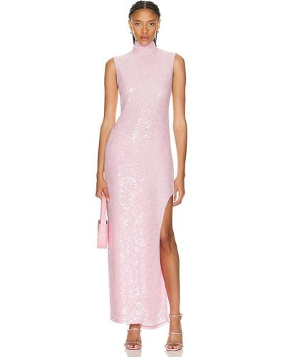 LAPOINTE Sequin Viscose High Neck Sleeveless Dress - Pink