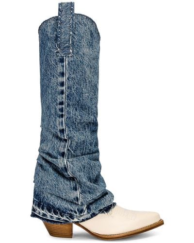 R13 Mid Cowboy Boot With Sleeve - Blue